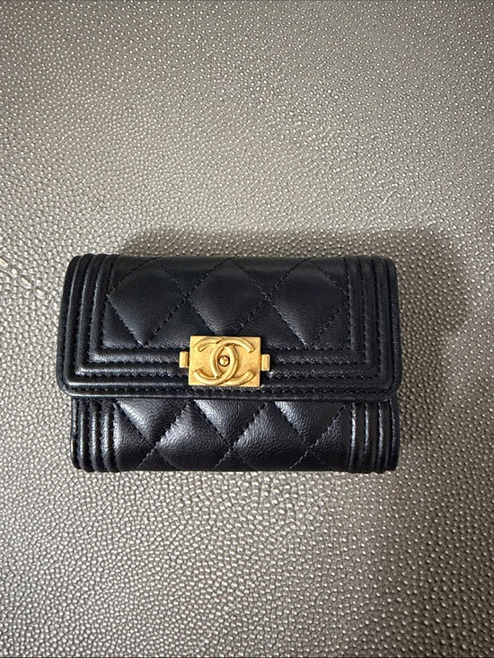 CHANEL Handbags - CHANEL Black Quilted Leather Wallet with Gold CC Lock